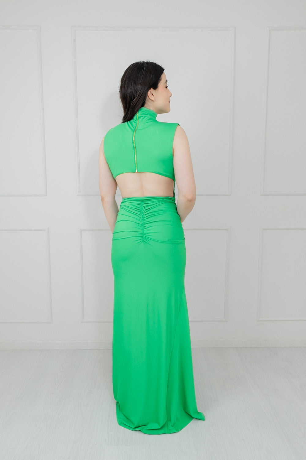 Vestido Verde Limón Cuello Alto