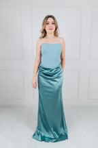 Verde Menta Falda Satin Strapless