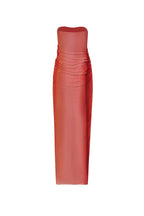 VESTIDO NARANJA DEGRADADO STRAPLESS