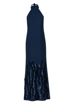 VESTIDO AZUL MARINO HALTER