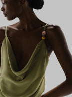 VESTIDO VERDE OLIVO DEGRADADO TIRANTES DOS PIEZAS
