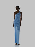VESTIDO AZUL CIELO STRETCH UN HOMBRO