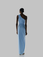 VESTIDO AZUL CIELO STRETCH UN HOMBRO