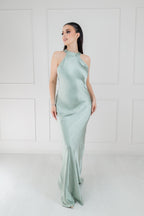 Vestido Satin Moño Espalda