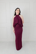 Vestido Vino Stretch Halter Globo