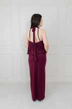 Vestido Vino Stretch Halter Globo