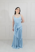Vestido Azul Cielo Tableado Pliegues