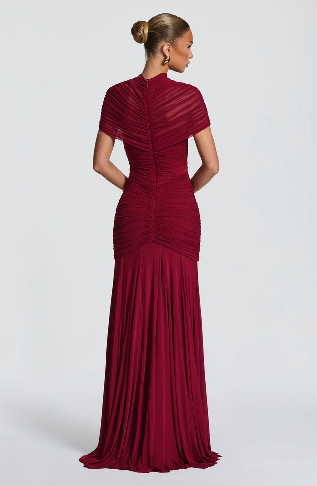 VESTIDO ROJO QUEMADO CUT OUT MESH