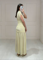 Vestido Amarillo Mesh Cuello Alto