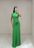 Vestido Verde Limón Cuello Alto
