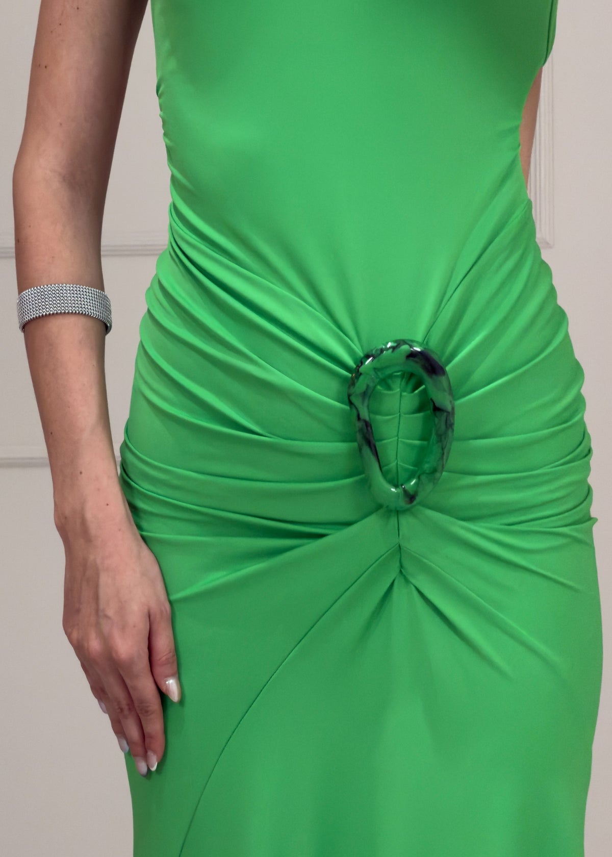 Vestido Verde Limón Cuello Alto