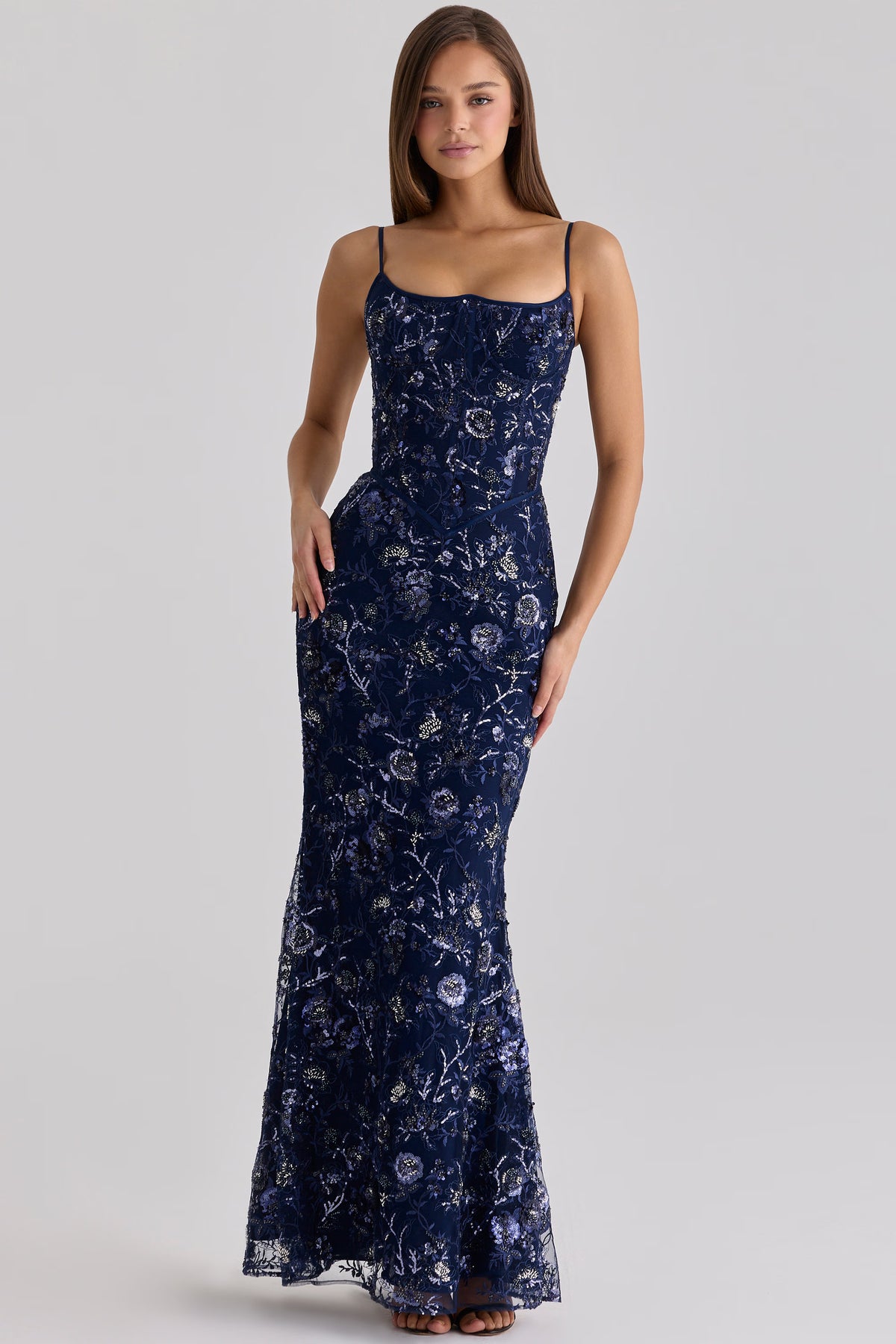 Vestido Azul Lentejuela Corset MLA-834