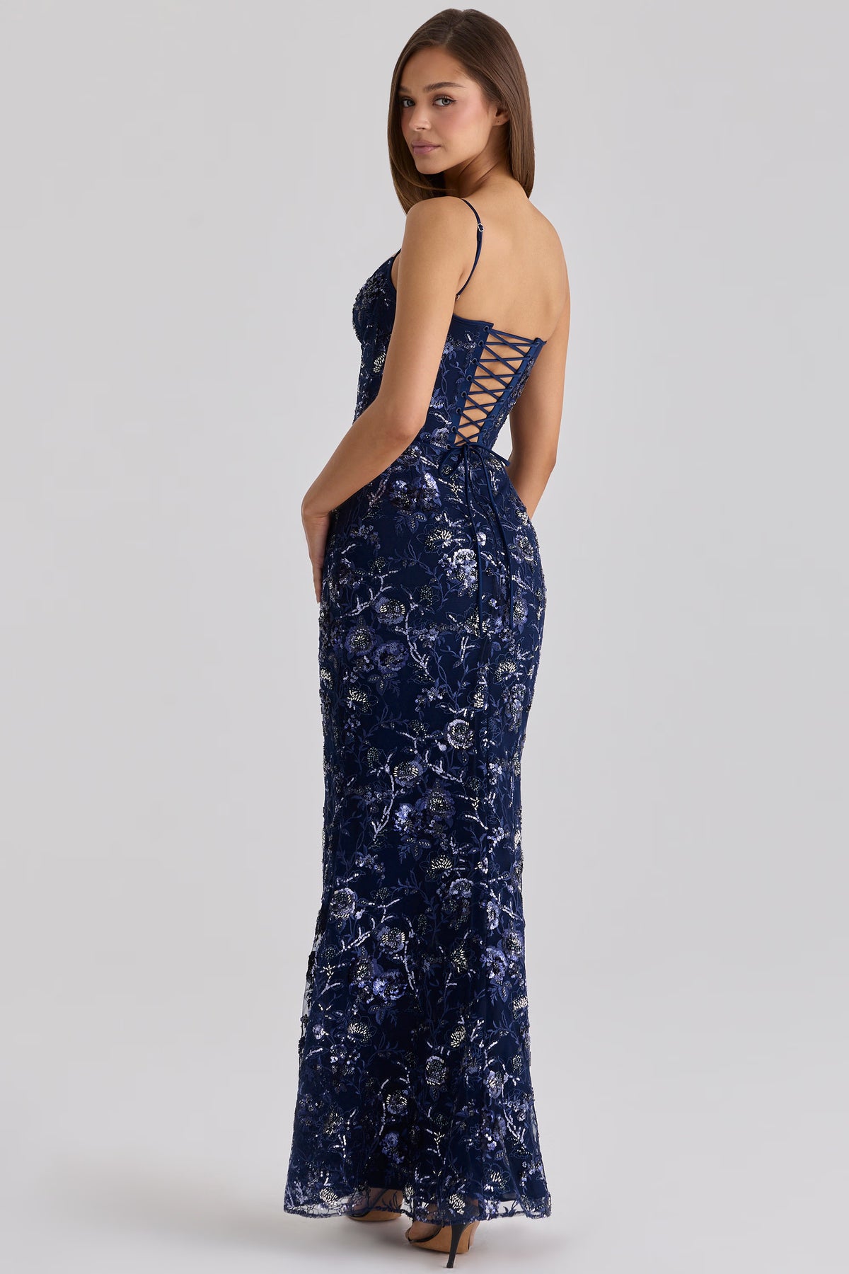 Vestido Azul Lentejuela Corset MLA-834