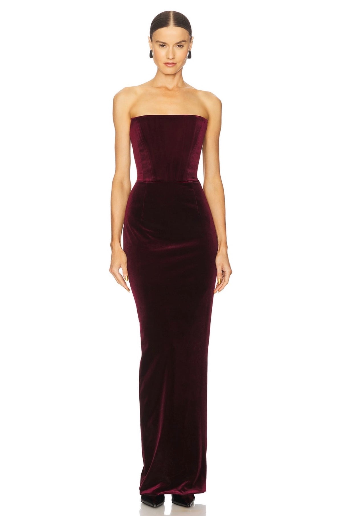 Vestido Vino Velvet Strapless Corset MLA-833