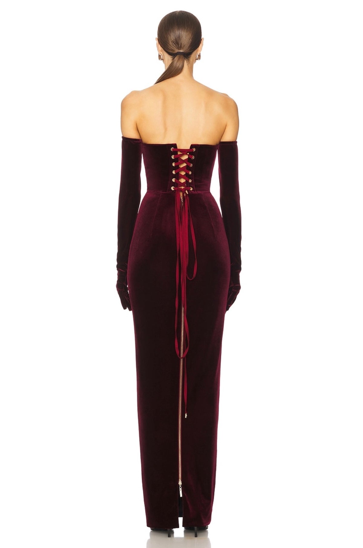Vestido Vino Velvet Strapless Corset MLA-833