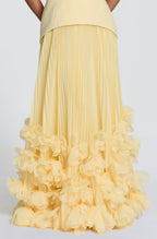Vestido Amarillo Strapless Falda Tableada ML-494