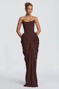 Vestido Café Strapless Corset Drapeado ML-495
