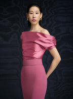 Vestido Rosa Un Hombro Corte Recto ML-928