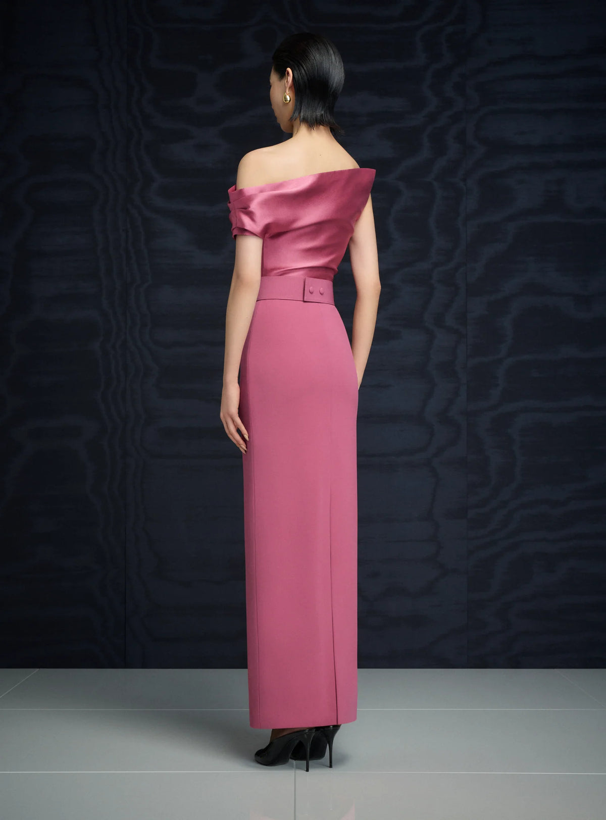 Vestido Rosa Un Hombro Corte Recto ML-928