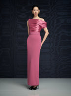 Vestido Rosa Un Hombro Corte Recto ML-928