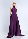 Vestido Uva Halter Estolas Laterales