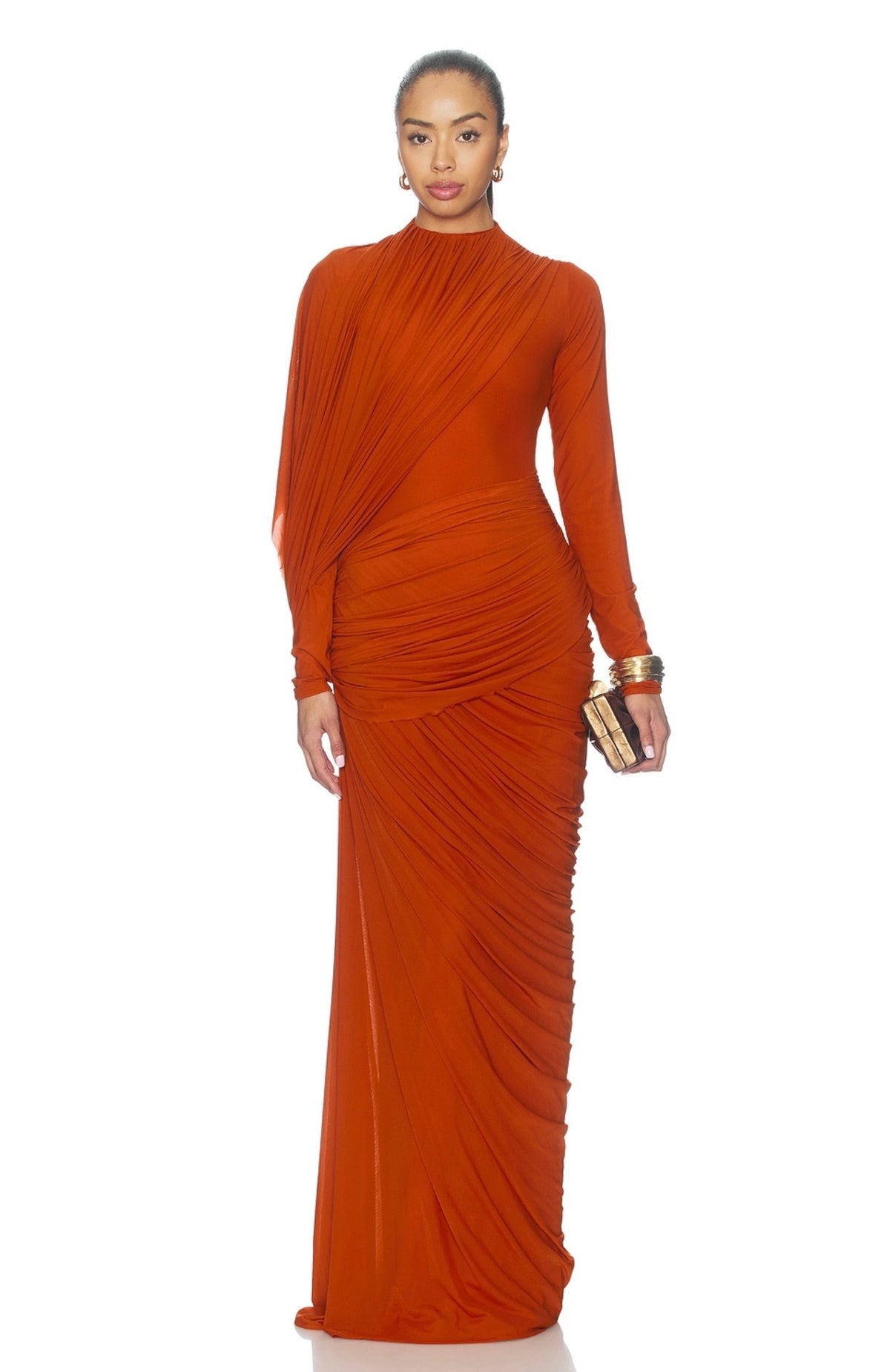 Vestido Naranja Manga Larga