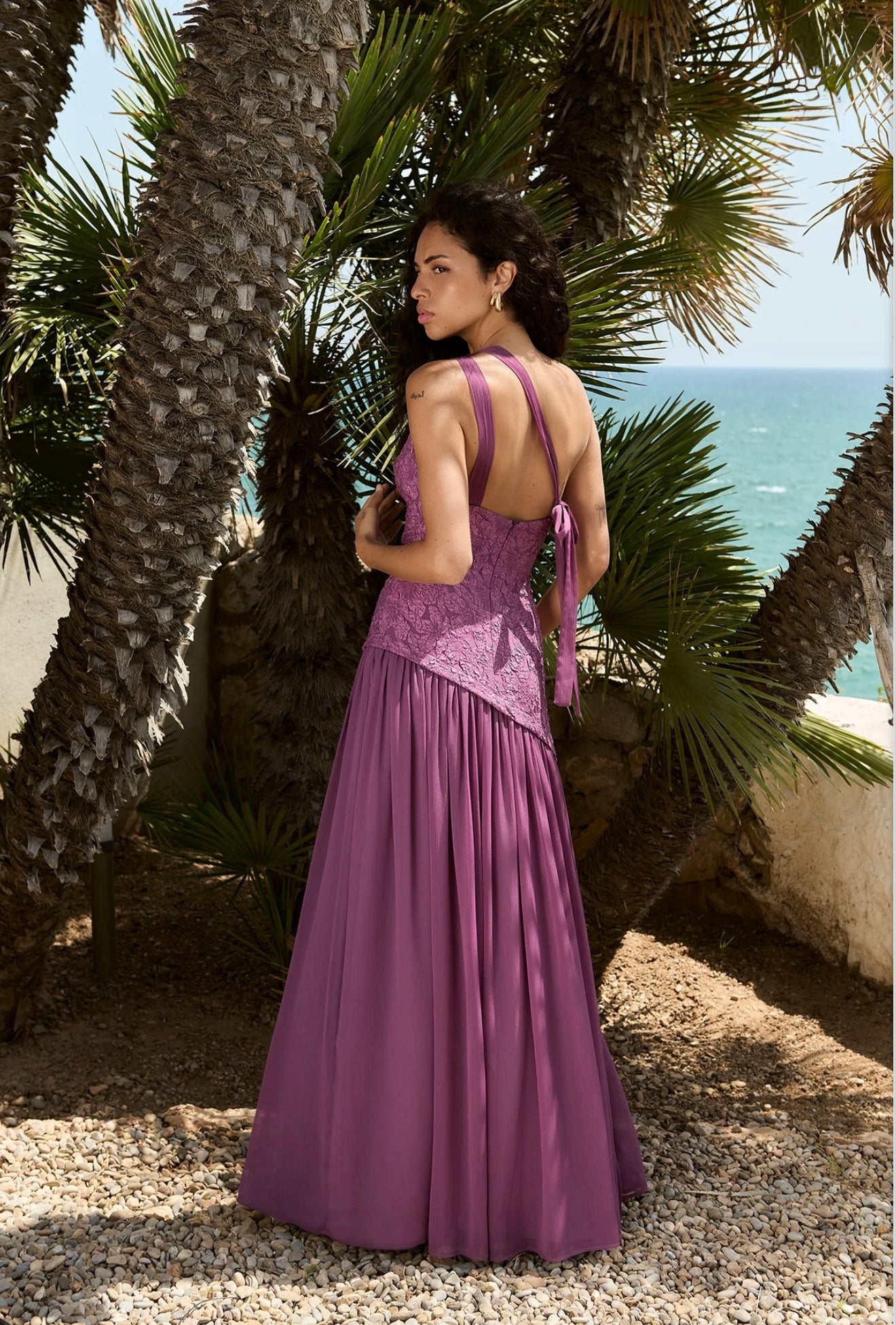VESTIDO LAVANDA UN HOMBRO ASIMETRICO