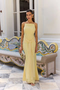 VESTIDO AMARILLO GASA TIRANTES NUDO