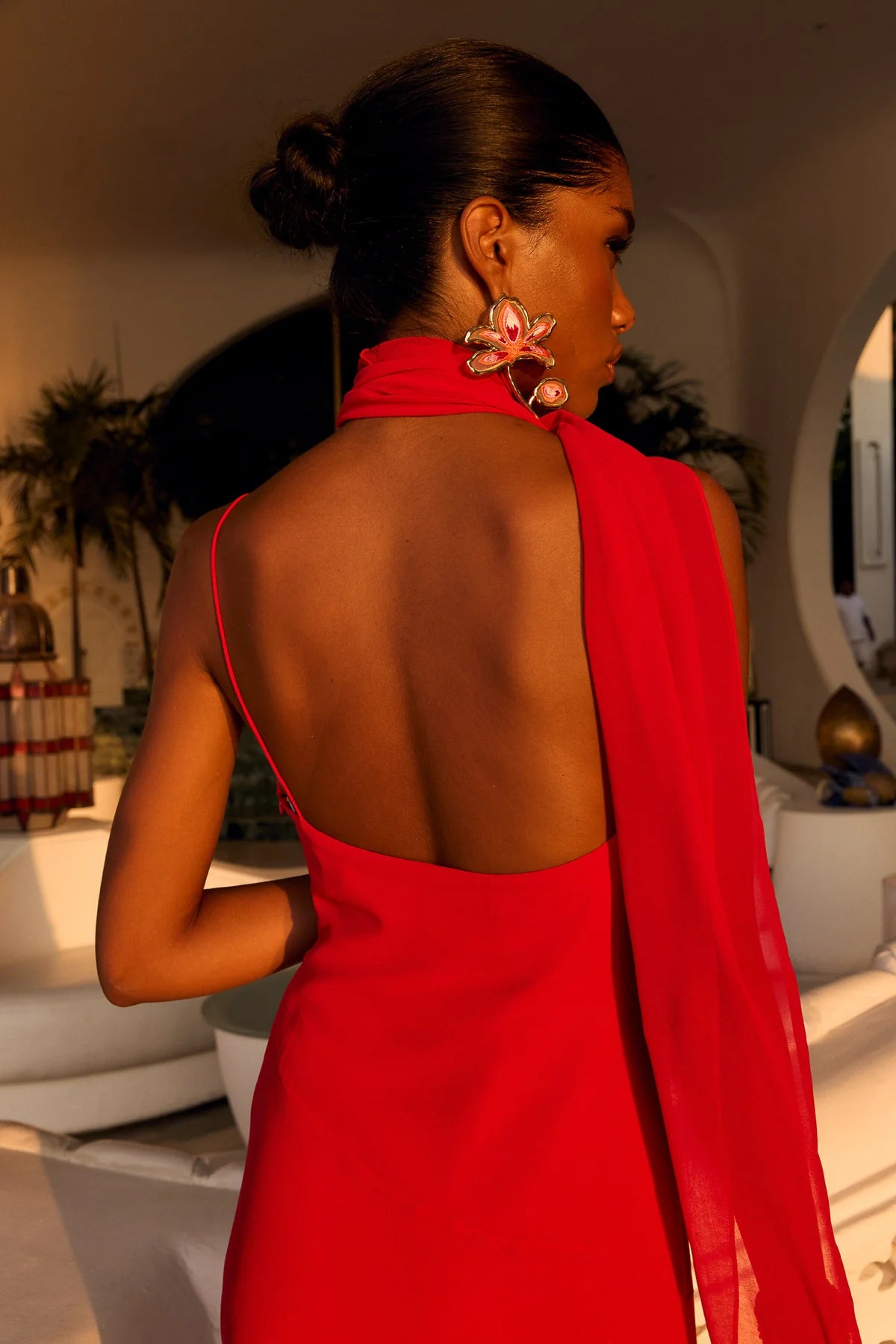 VESTIDO ROJO GASA TIRANTES ESTOLA