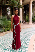 VESTIDO VINO HALTER HOLANES AQUA