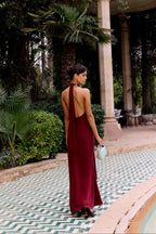 VESTIDO VINO HALTER HOLANES AQUA