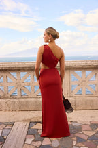 VESTIDO TERRACOTA UN HOMBRO CUT OUT