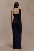 Vestido Negro Stretch Strapless Estola Mesh MLA-526