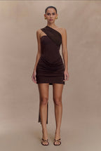 Vestido Café Stretch Mini Estola MCA-106