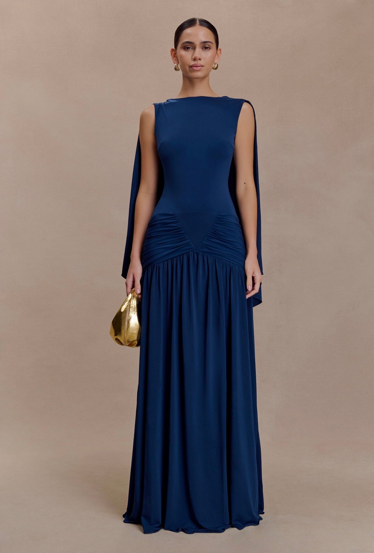 Vestido Azul Marino Sin Mangas Capa Stretch ML-994