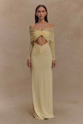 Vestido Amarillo Pastel Manga Larga Cut Out ML-993