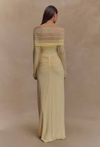 Vestido Amarillo Pastel Manga Larga Cut Out ML-993