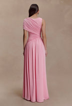 Vestido Rosa Barbie Un Hombro Asimétrico Stretch ML-998