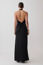 Vestido Negro Halter Escote Velvet ML-506