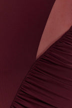 Vestido Vino Manga Larga Drapeado ML-443