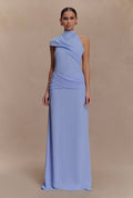 Vestido Azul Lavanda Cuello Alto Gasa ML-457