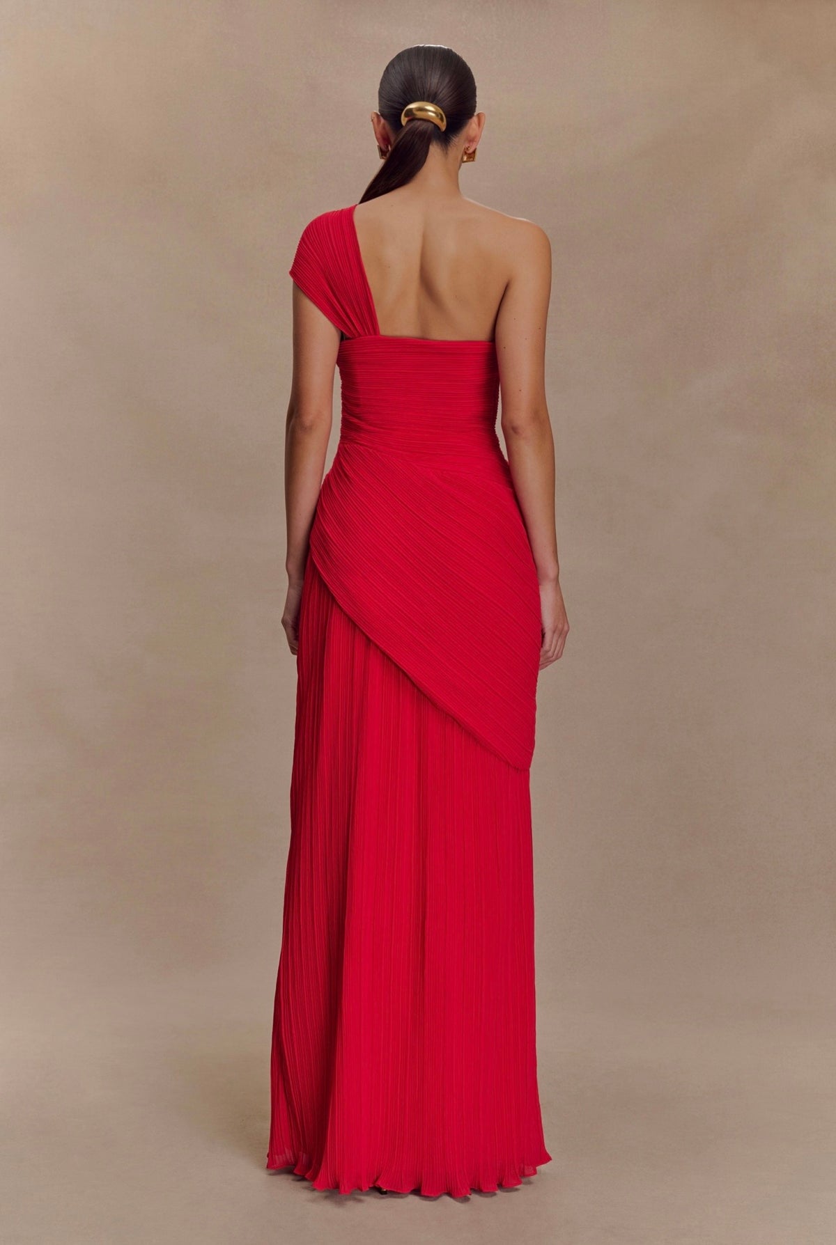 Vestido Rojo Un Hombro Abertura Pierna ML-23