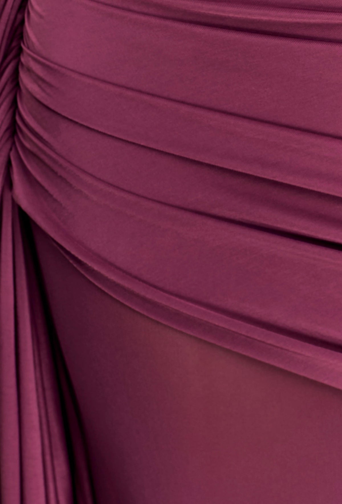 Vestido Morado Ciruela Un Hombro Stretch Estolas ML-474