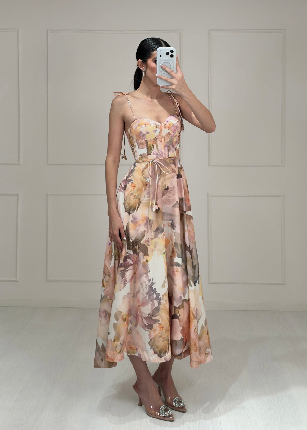 Vestido Floral Midi Tirantes