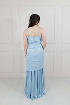 Vestido Azul Cielo Tableado Pliegues
