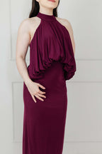 Vestido Vino Stretch Halter Globo