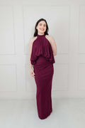 Vestido Vino Stretch Halter Globo