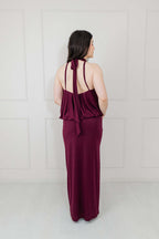 Vestido Vino Stretch Halter Globo