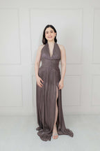 Vestido Halter Gasa Brillosa
