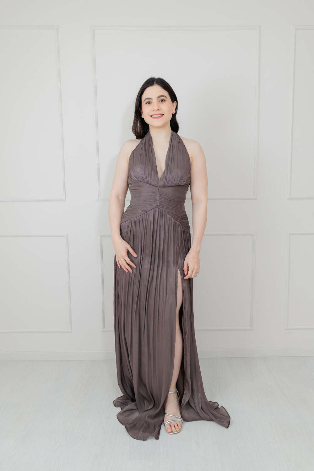 Vestido Halter Gasa Brillosa